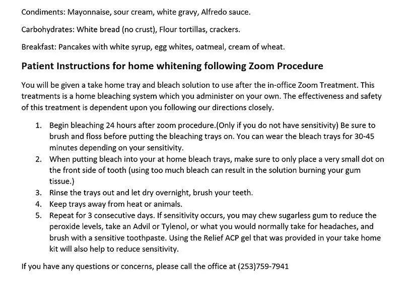 27028 dietary restrictions after whitening